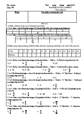 Bộ đề kiểm tra 15 phút môn Đại số Khối 7 năm 2019